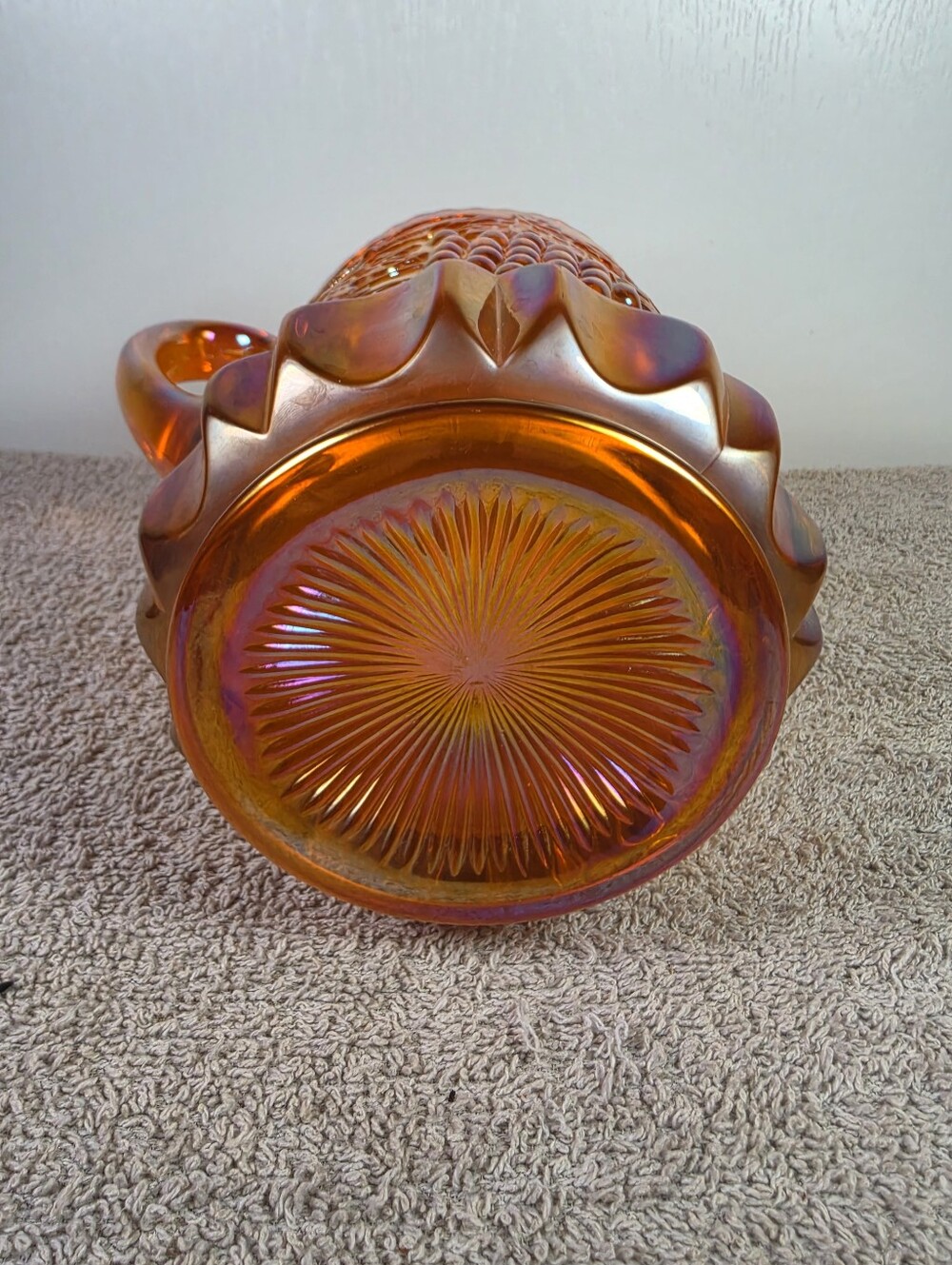 Vintage Imperial Glass Marigold Carnival Glass Pitcher Imperial Grape Pattern - Picture 9 of 11